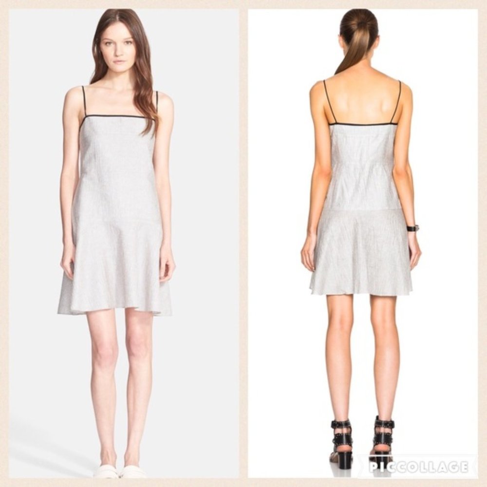 NWT Rag & Bone Dune linen minimalist straight neck shift flared hem minidress